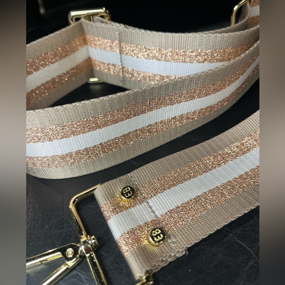 Elie Beaumont Metallic Rose Gold Stripe Adjustable Strap Eb Hardware | Like New — image 3 of 8